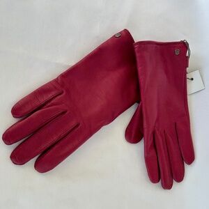 Hestra Asa Leather Gloves Women's Size 7 Dark Red NWT